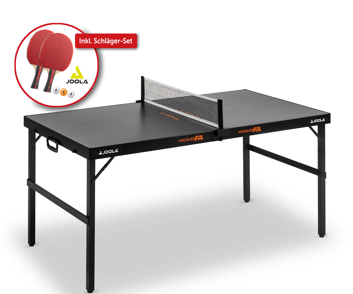 Indoor-Tischtennisplatte "Midsize FA" (inkl. Netzgarnitur) mit gratis Joola Schläger-Set