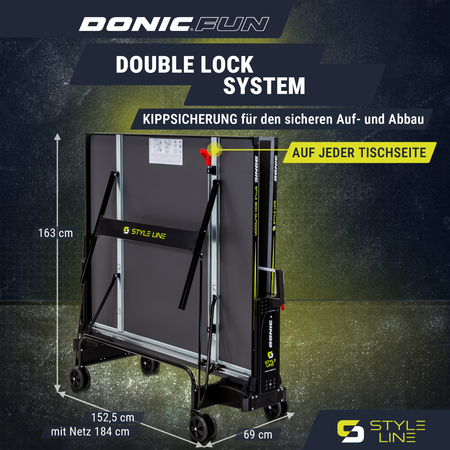 Outdoor-Tischtennisplatte "Style 800" Double Lock System