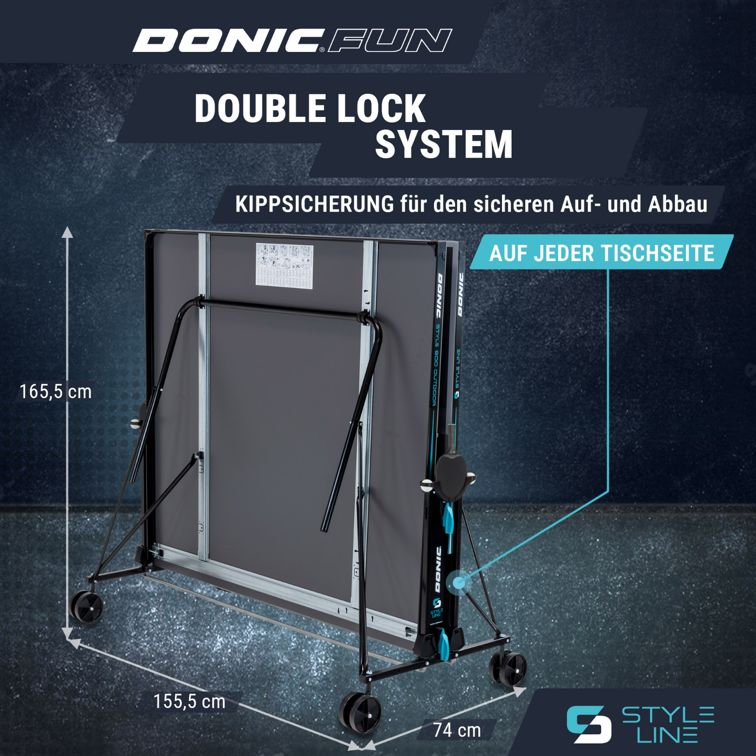Outdoor-Tischtennisplatte "Style 600" Double Lock System