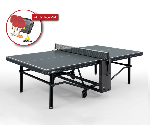 Indoor-Tischtennisplatte "SDL Black Indoor" (Design Line), inkl. Schläger-Set der Marke Joola